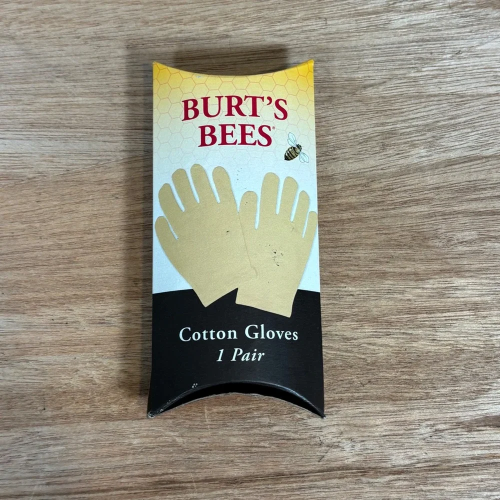 Burts Bees Cotton Moisturizing Gloves 1 Pair Yellow Overnight Hand Treatment